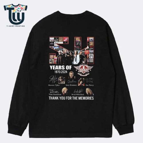 Aerosmith 54 Years Of 1970-2024 Thank You For The Memories T-shirt