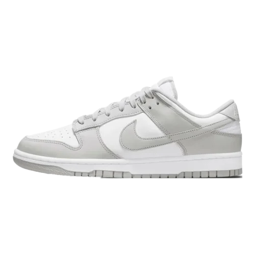 Nike Dunk Retro "Grey Fog" Leather Retro Durable Low Top Board Shoes for Men, Grey White