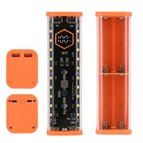 8 Slots 21700 Battery Case DIY Kit Mecha Transparent Quick Charge Flash Charger Battery Case Kit Power Bank Box Type C